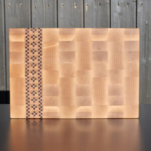end grain vyshyvanka cutting board: maple & walnut charcuterie board with traditional ukrainian pattern