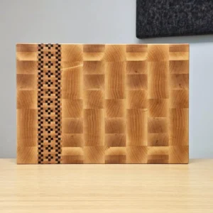 end grain vyshyvanka cutting board: maple & walnut charcuterie board with traditional ukrainian pattern