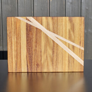 iroko african teak cutting board with maple inlay | edge grain | handmade kitchen gift
