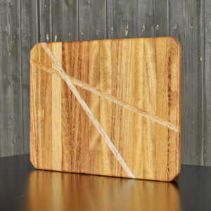 iroko african teak cutting board with karelian birch inlay | edge grain | handmade kitchen gift