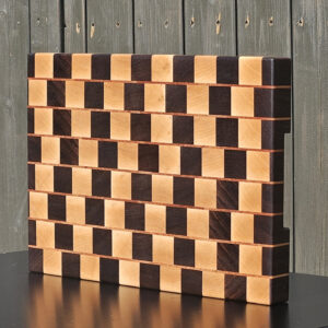 handmade café wall end grain cutting board | walnut maple cherry | optical illusion butcher block