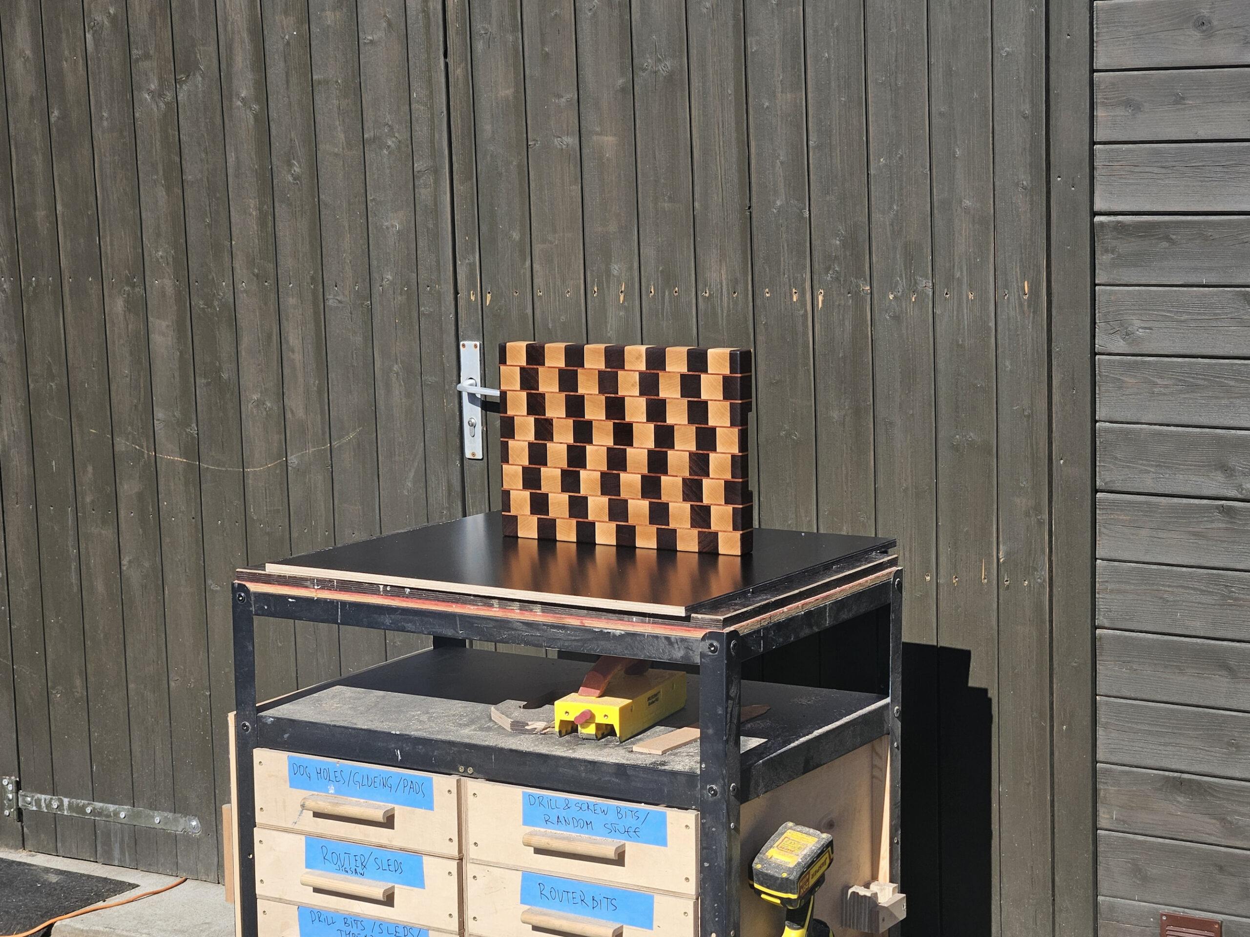 handmade café wall end grain cutting board | walnut maple cherry | optical illusion butcher block handmade café wall end grain cutting board | walnut maple cherry | optical illusion butcher block