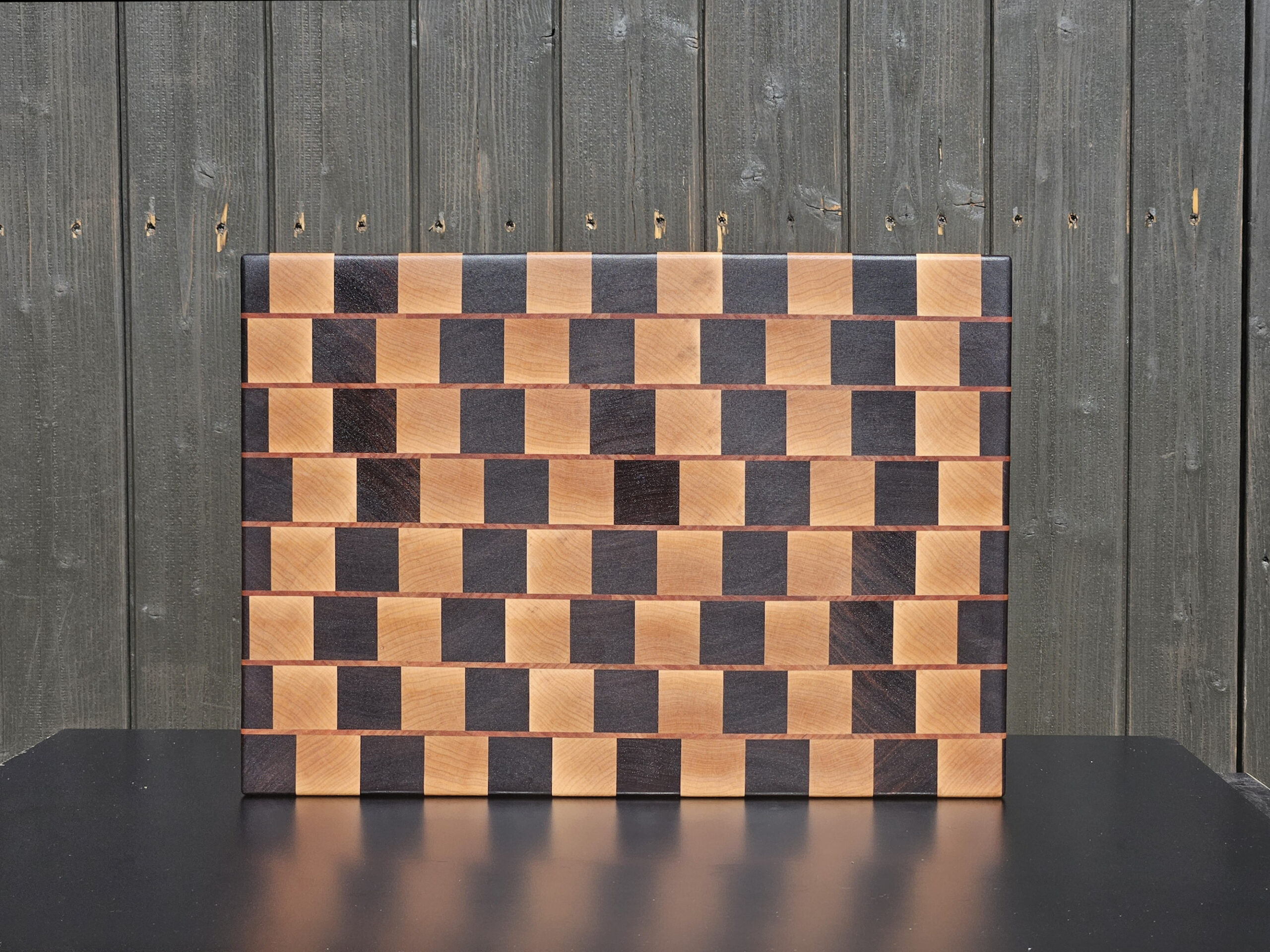 handmade café wall end grain cutting board | walnut maple cherry | optical illusion butcher block handmade café wall end grain cutting board | walnut maple cherry | optical illusion butcher block