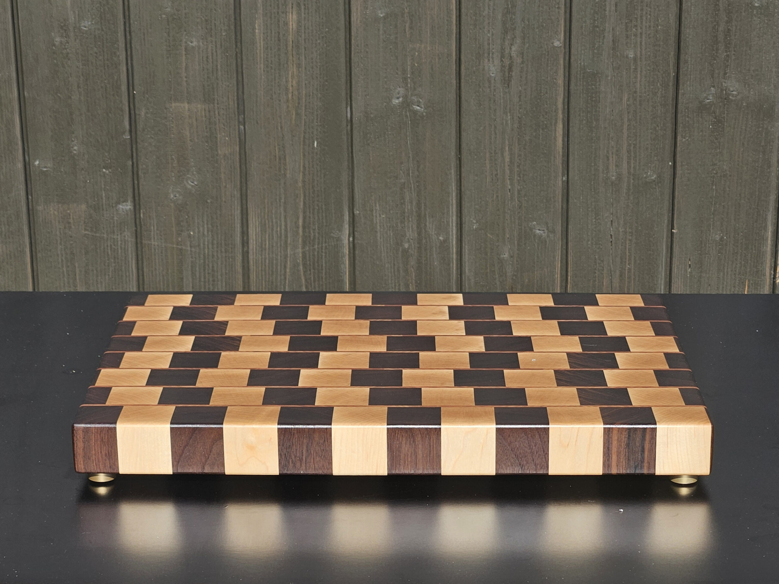 handmade café wall end grain cutting board | walnut maple cherry | optical illusion butcher block handmade café wall end grain cutting board | walnut maple cherry | optical illusion butcher block