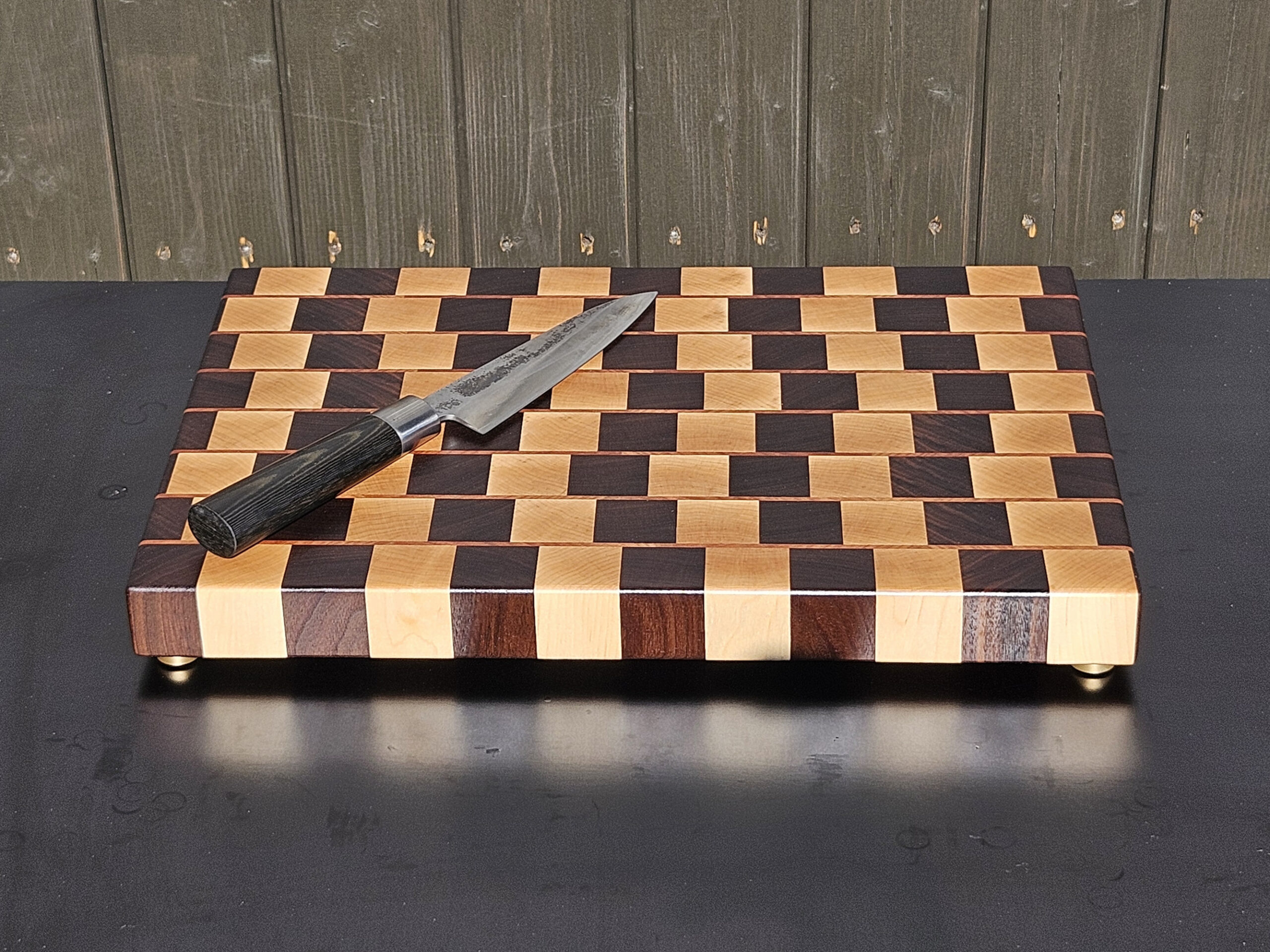 handmade café wall end grain cutting board | walnut maple cherry | optical illusion butcher block handmade café wall end grain cutting board | walnut maple cherry | optical illusion butcher block