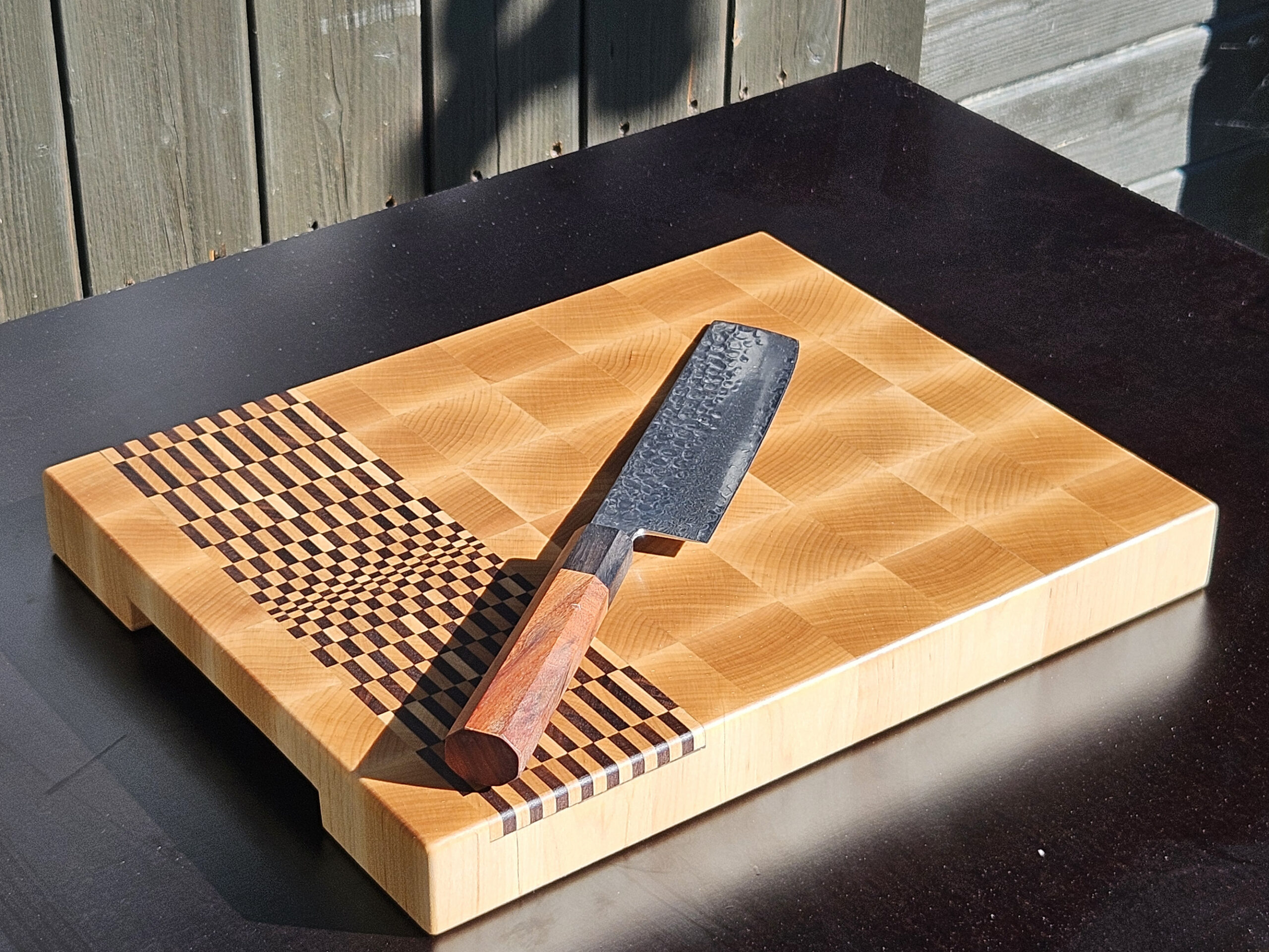 maple end grain cutting board with 3d butterfly walnut inlay | keeduchwoodworking maple end grain cutting board with 3d butterfly walnut inlay | keeduchwoodworking