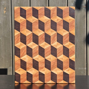 3d cube end grain cutting board | walnut, cherry & maple | keeduchwoodworking