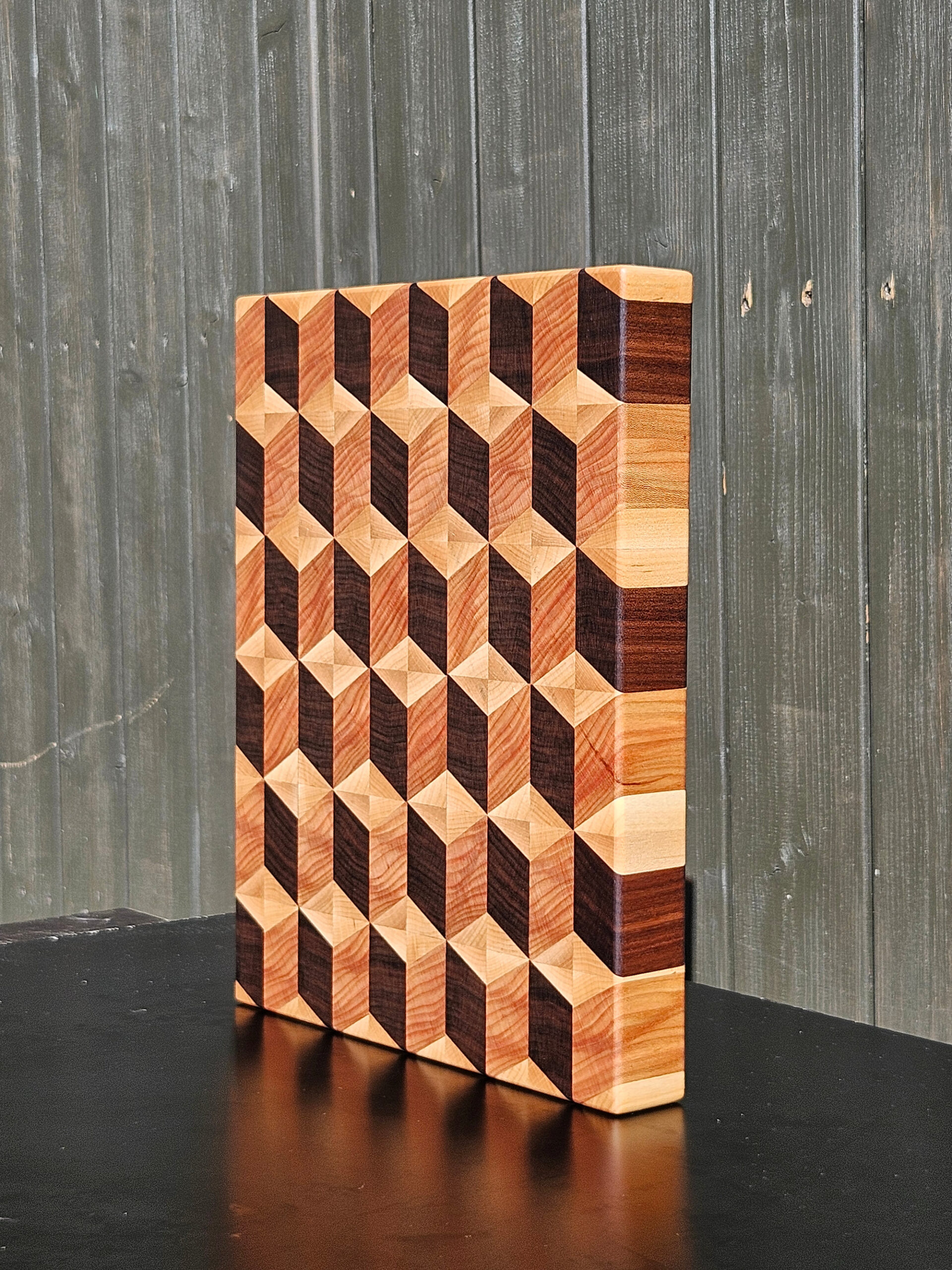 3d cube end grain cutting board | walnut, cherry & maple | keeduchwoodworking 3d cube end grain cutting board | walnut, cherry & maple | keeduchwoodworking